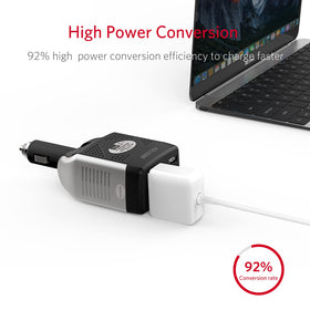 BESTEK plugged into car cigarette lighter demonstrating on-the-go charging