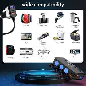 BESTEK size comparison next to smartphone showing compact form and space-saving benefit