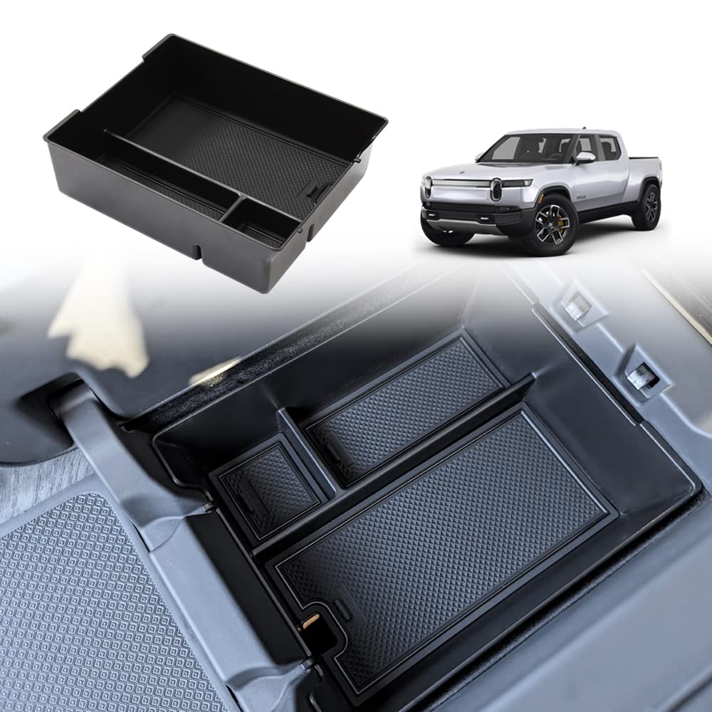 BestEvMod front view of console organizer showing tidy compartments and improved accessibility
