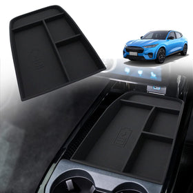 BestEvMod front tray installed in Mustang Mach-E keeping items secure