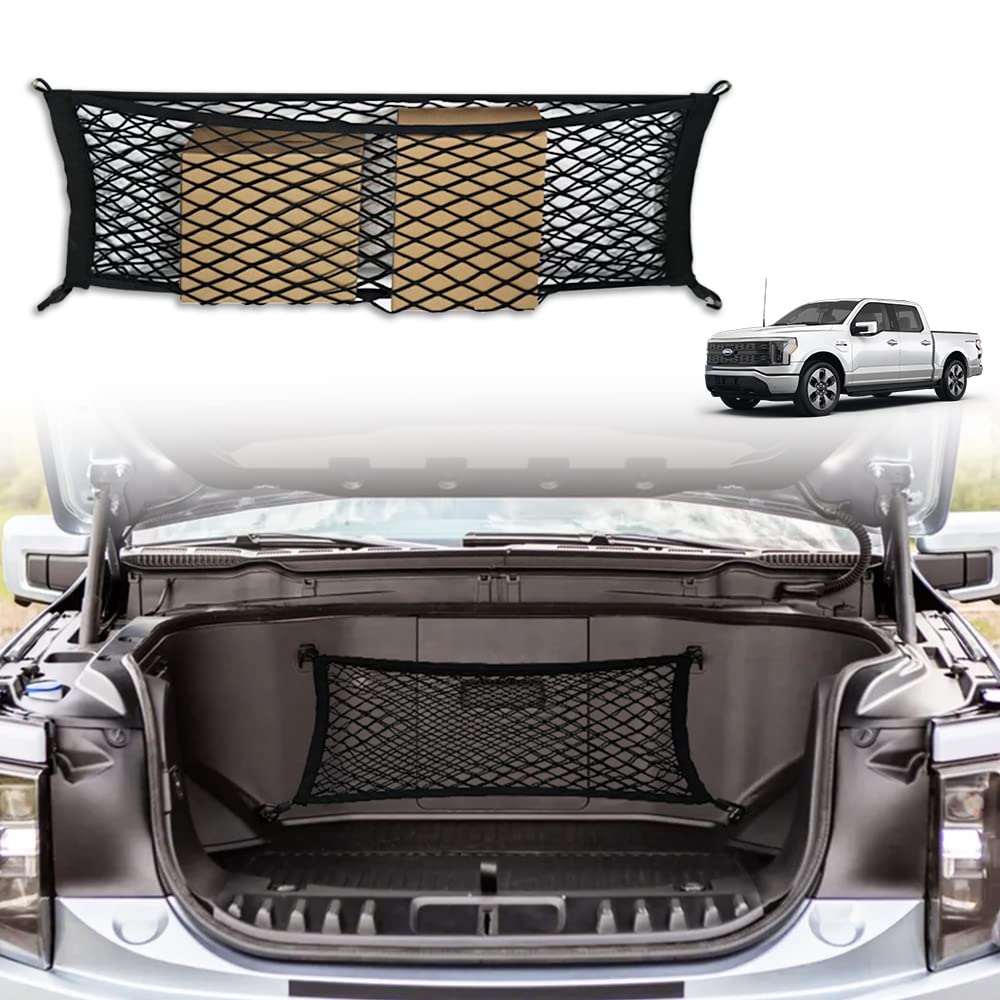 BestEvMod frunk cargo net front view shows fit and neat storage
