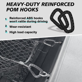 BestEvMod cargo net installed in Cybertruck bed with secured items for safety