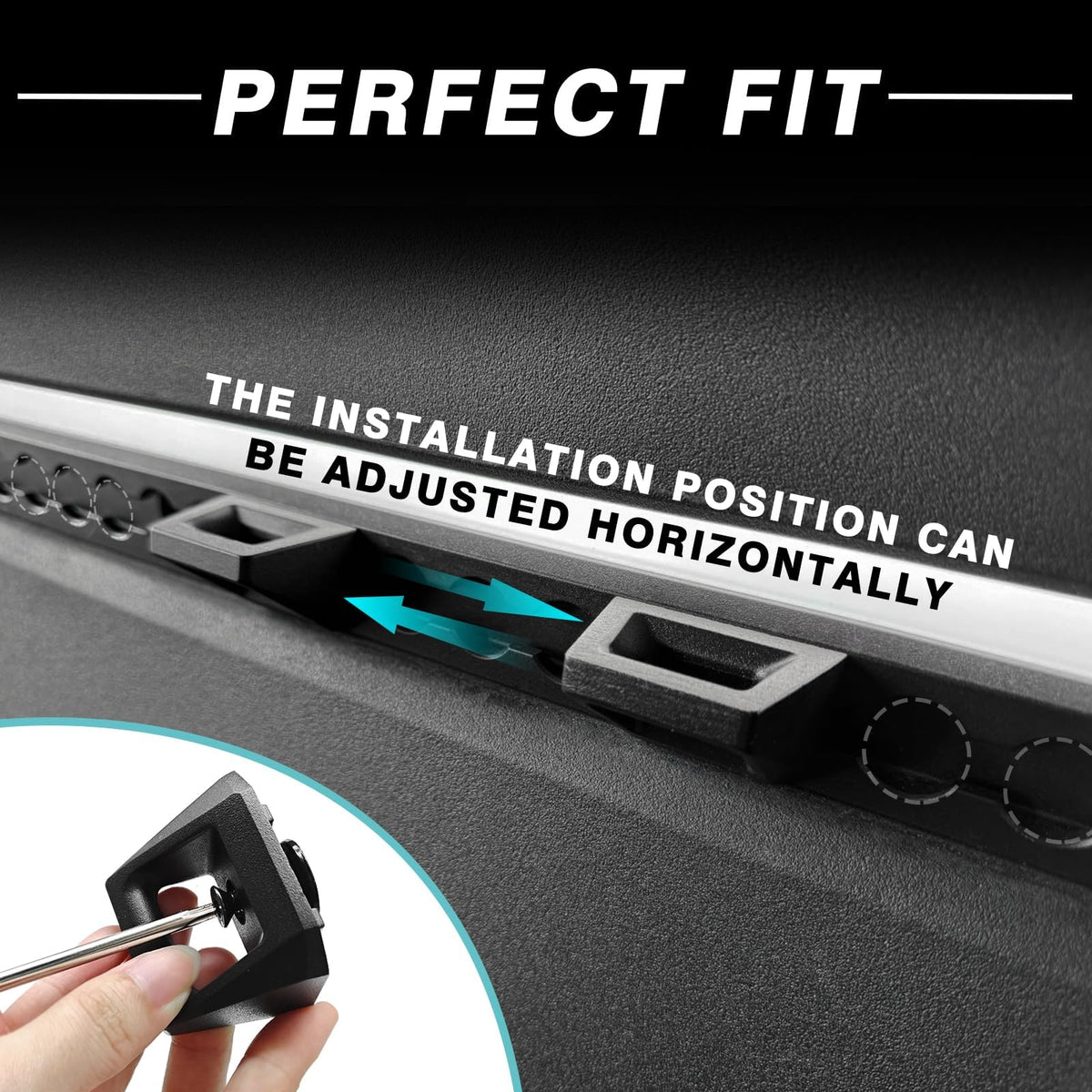 BestEvMod hooks beside a ruler showing scale and compact profile for discreet rail mounting