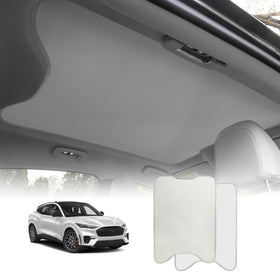 BestEvMod front view of gray sunshade showing precise Mach-E fit and heat reduction