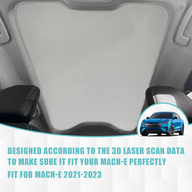 BestEvMod installed on Mach-E sunroof showing full coverage and reduced glare benefit
