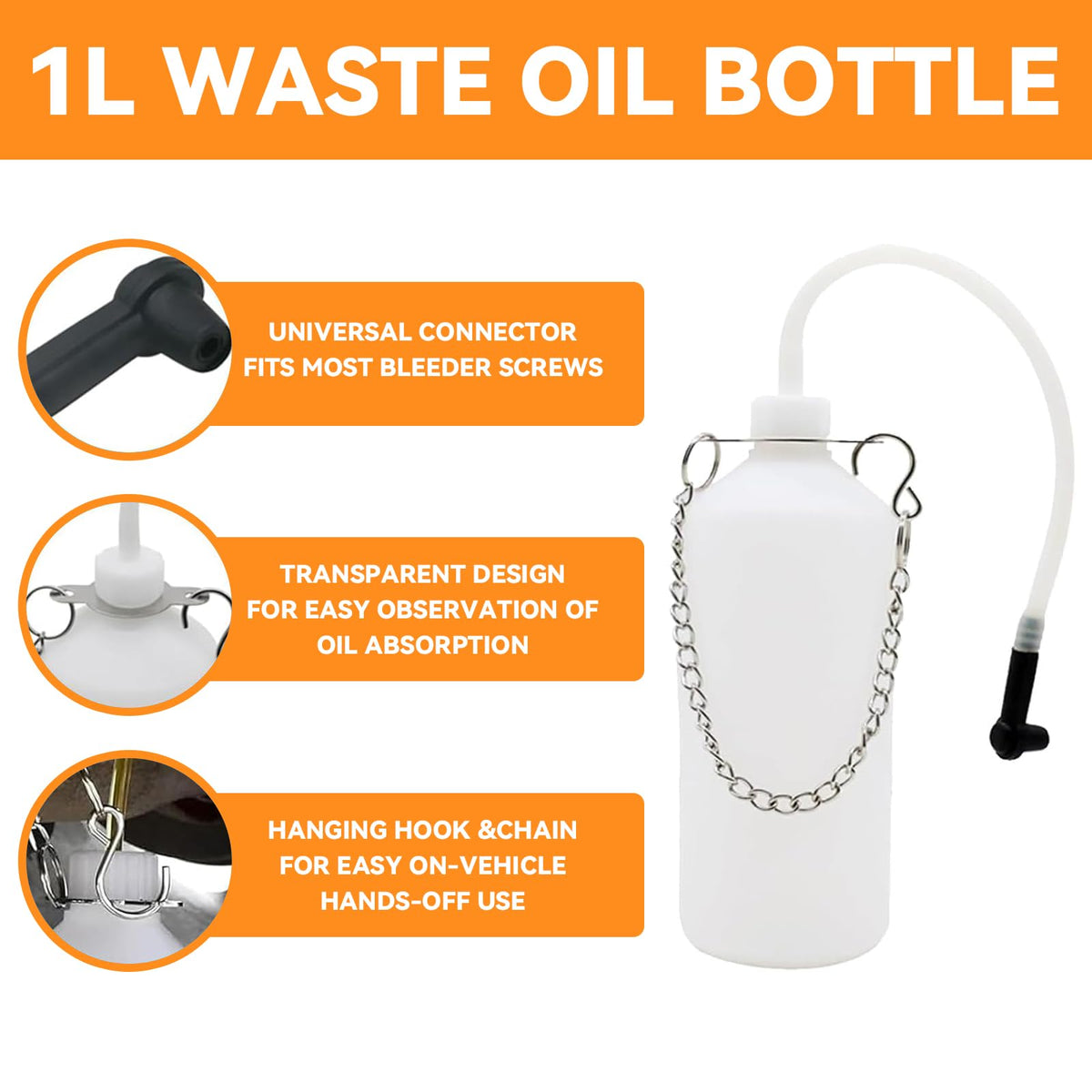 BESTGLOAL 1L catch bottle connected to hoses to prevent spills and simplify fluid collection