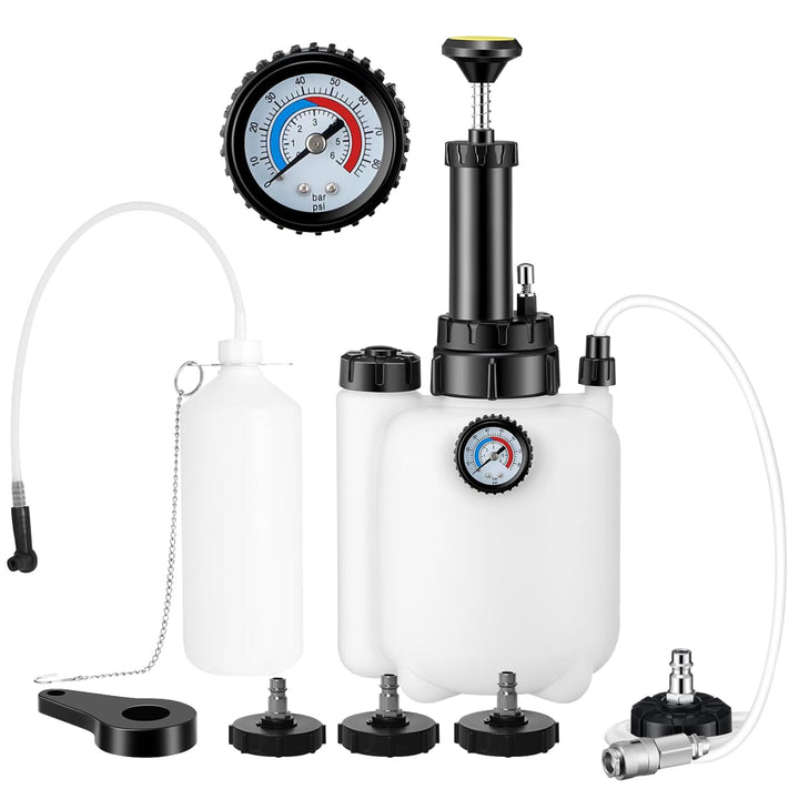 BESTGLOAL front view of complete brake bleeder kit showing components and portability benefit