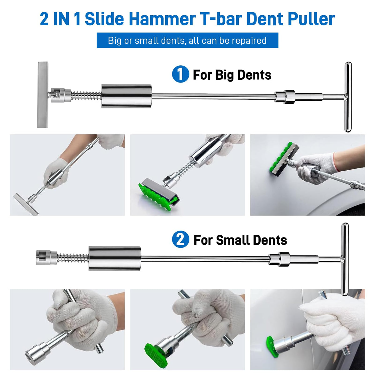 BESTGLOAL slide hammer T-bar in action providing strong dent extraction
