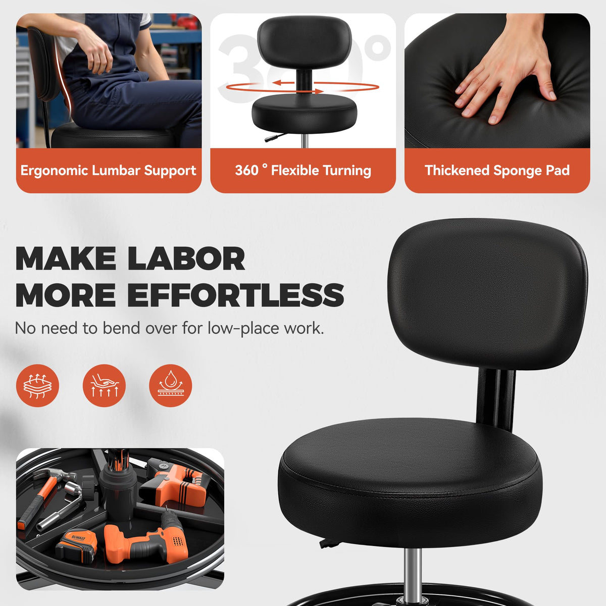 BestGlory adjustable footrest and tray showing convenient tool access