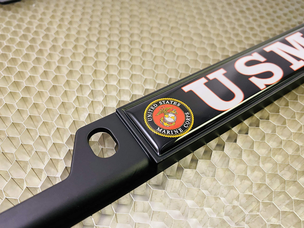 BestLicensePlateFrames mounted on a sedan demonstrating secure fit and proud Marine display