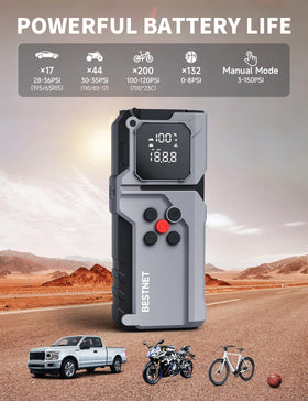 BESTNET Q27 LED flashlight illuminated in dark demonstrating visibility and safety