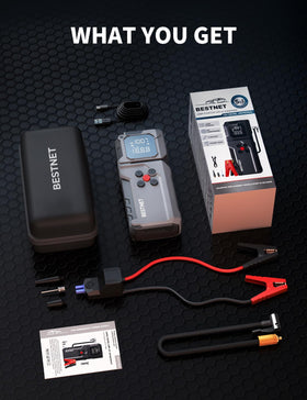 BESTNET Q27 stored in car trunk in a travel scene highlighting road-ready convenience