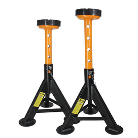 BESTOOL front view of two jack stands showing stable base and saddle, enhances safety