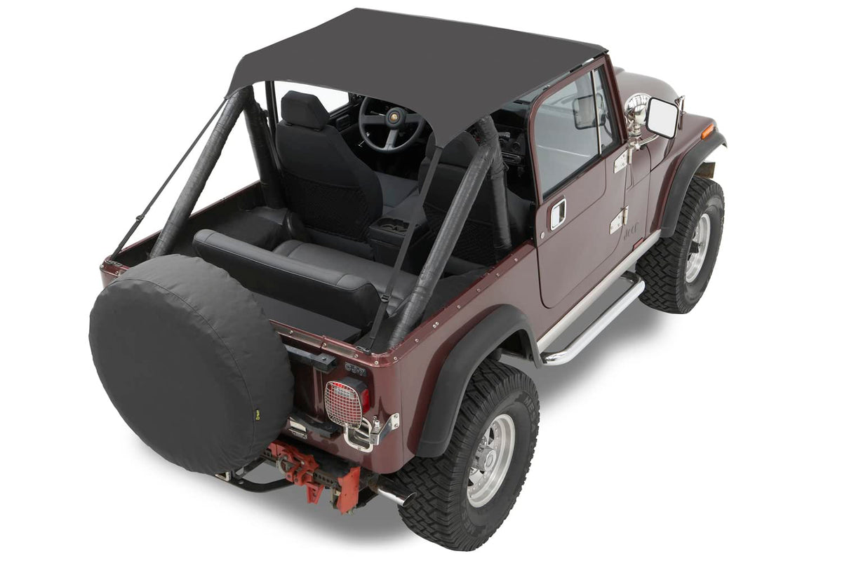 Bestop bikini top front view on CJ5 showing fit and classic styling for sun protection