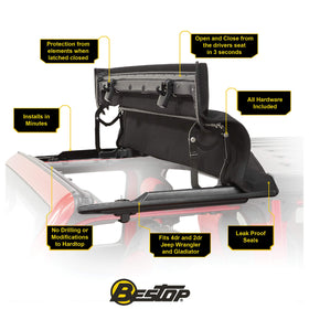 Bestop rear hardtop remains installed while front Sunrider open
