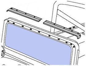 Bestop windshield channel close-up of screws and hardware illustrating corrosion-resistant durability