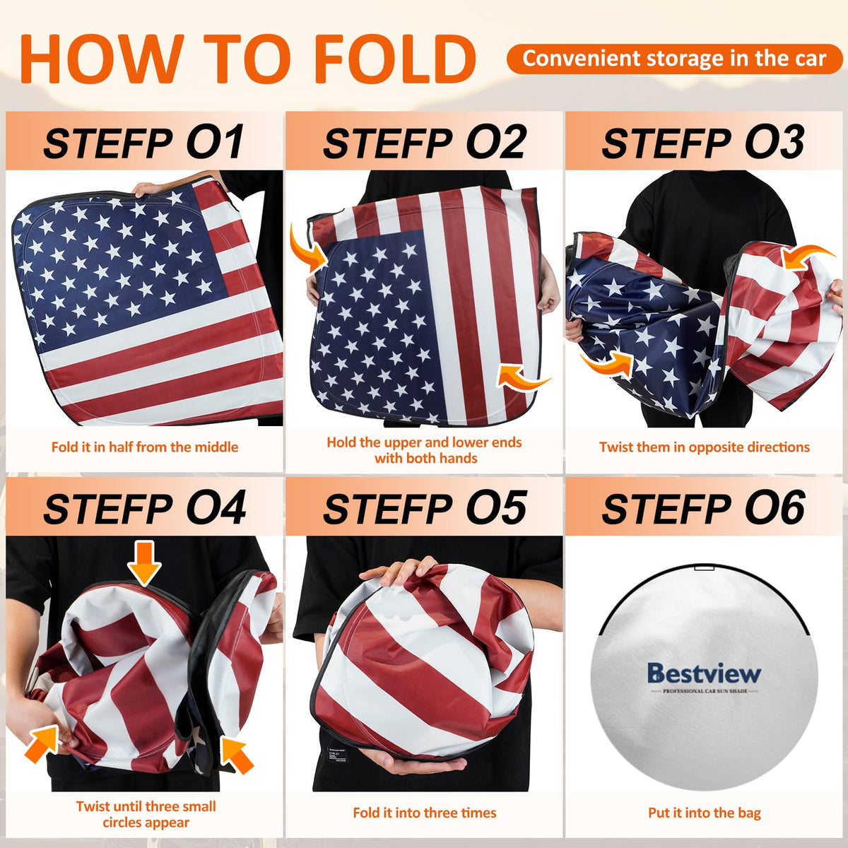 Bestview folded sunshade stored in included bag for easy transport
