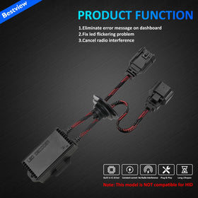 Bestview braided wiring and H13 9008 plugs ready for plug-and-play installation