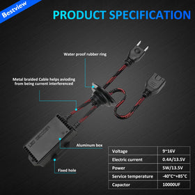 Bestview decoder next to H7 bulb for clear scale and fitment reference