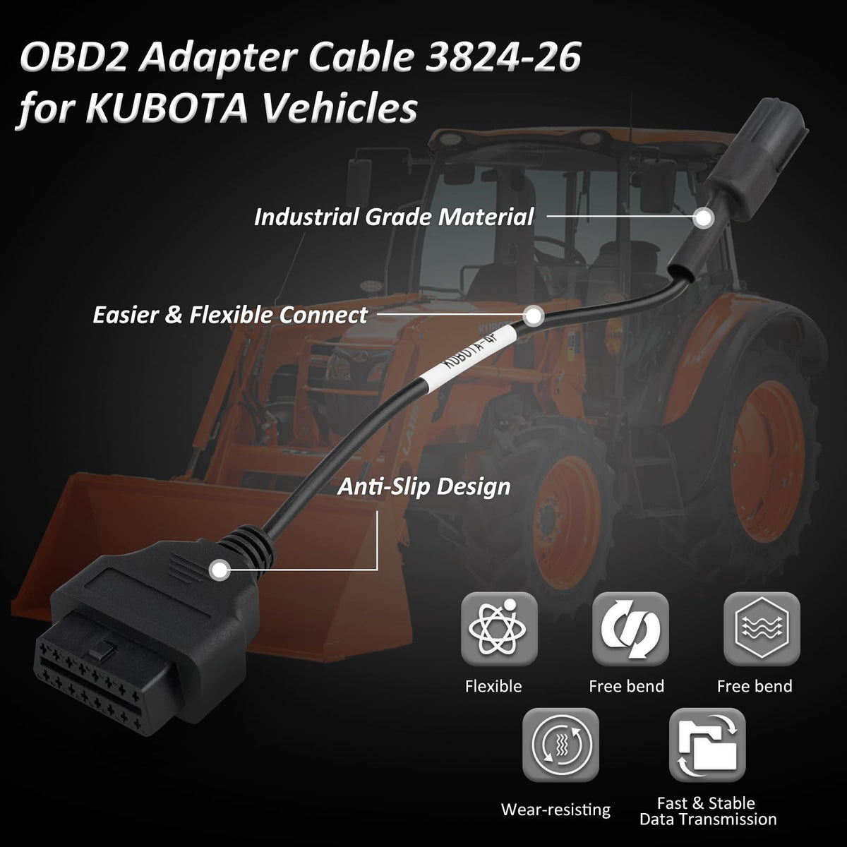 Bestview adapter plugged into Kubota dash enabling diagnostics on the go