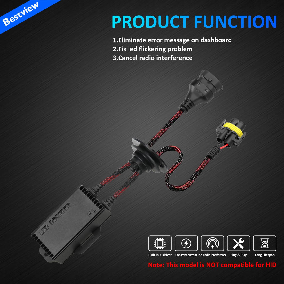 Bestview plug-and-play connector ready to replace factory bulb socket quickly