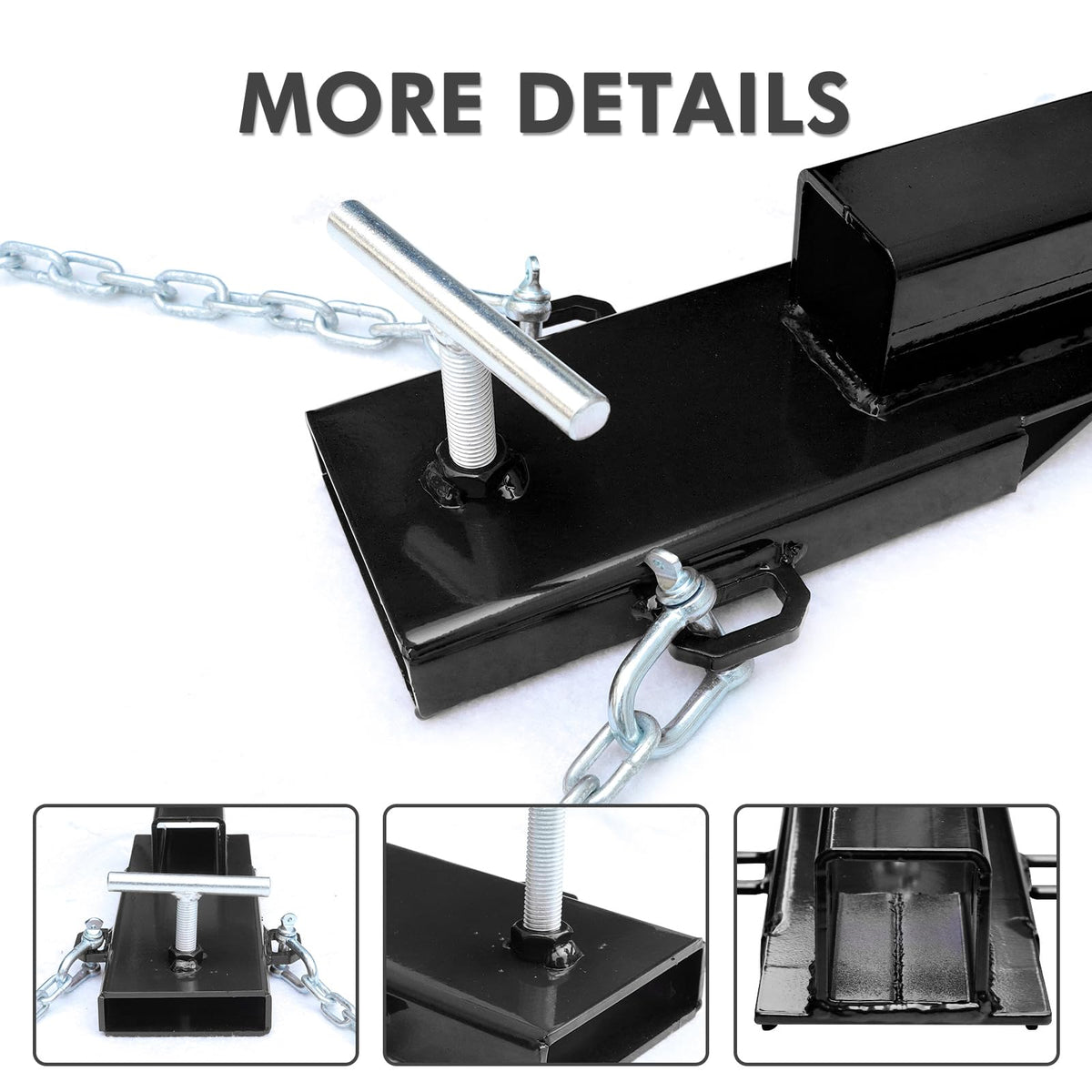 BESTZHEYU handle detail on hitch illustrating quick clamp-on installation benefit