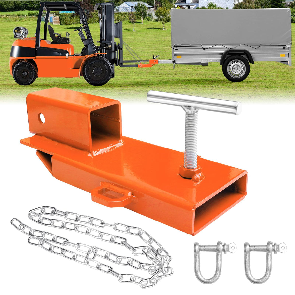 BESTZHEYU front view hitch attached to forklift showing quick installation benefit