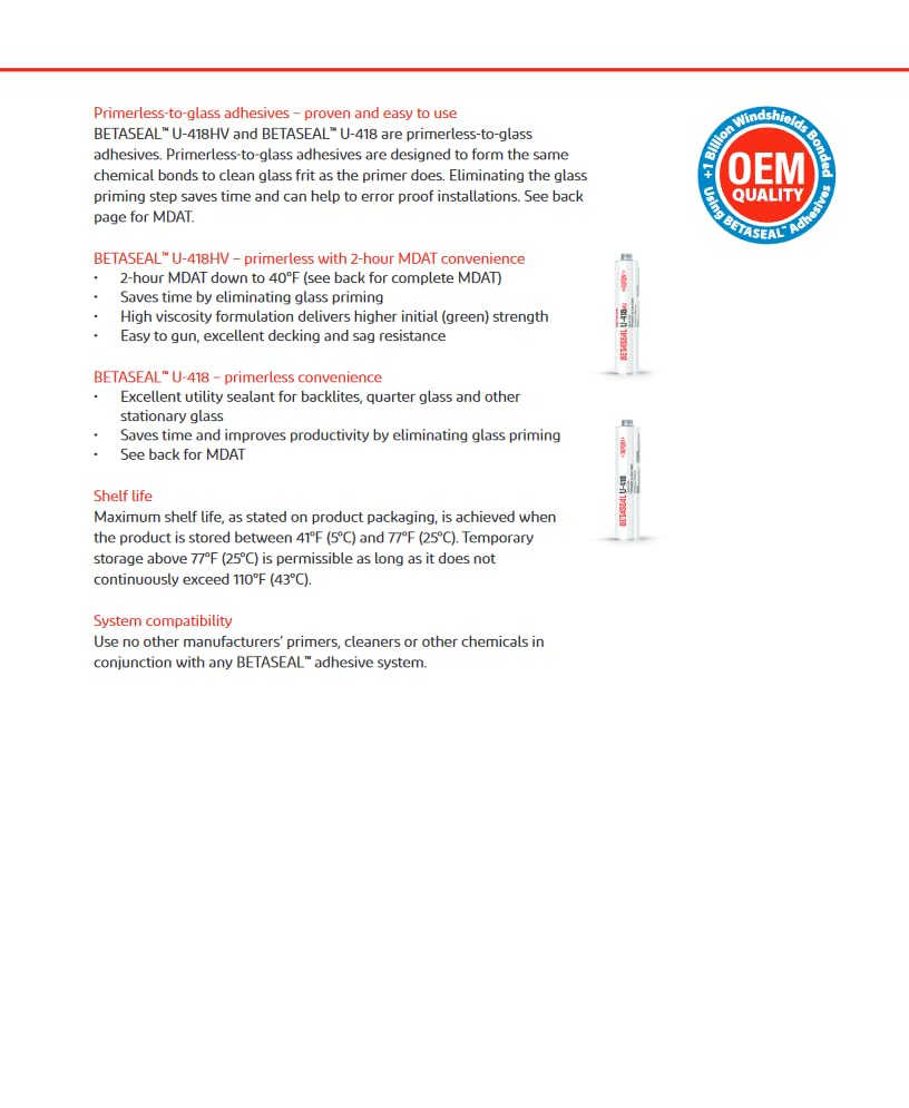 Applying Betaseal U-418 bead to windshield for strong seal