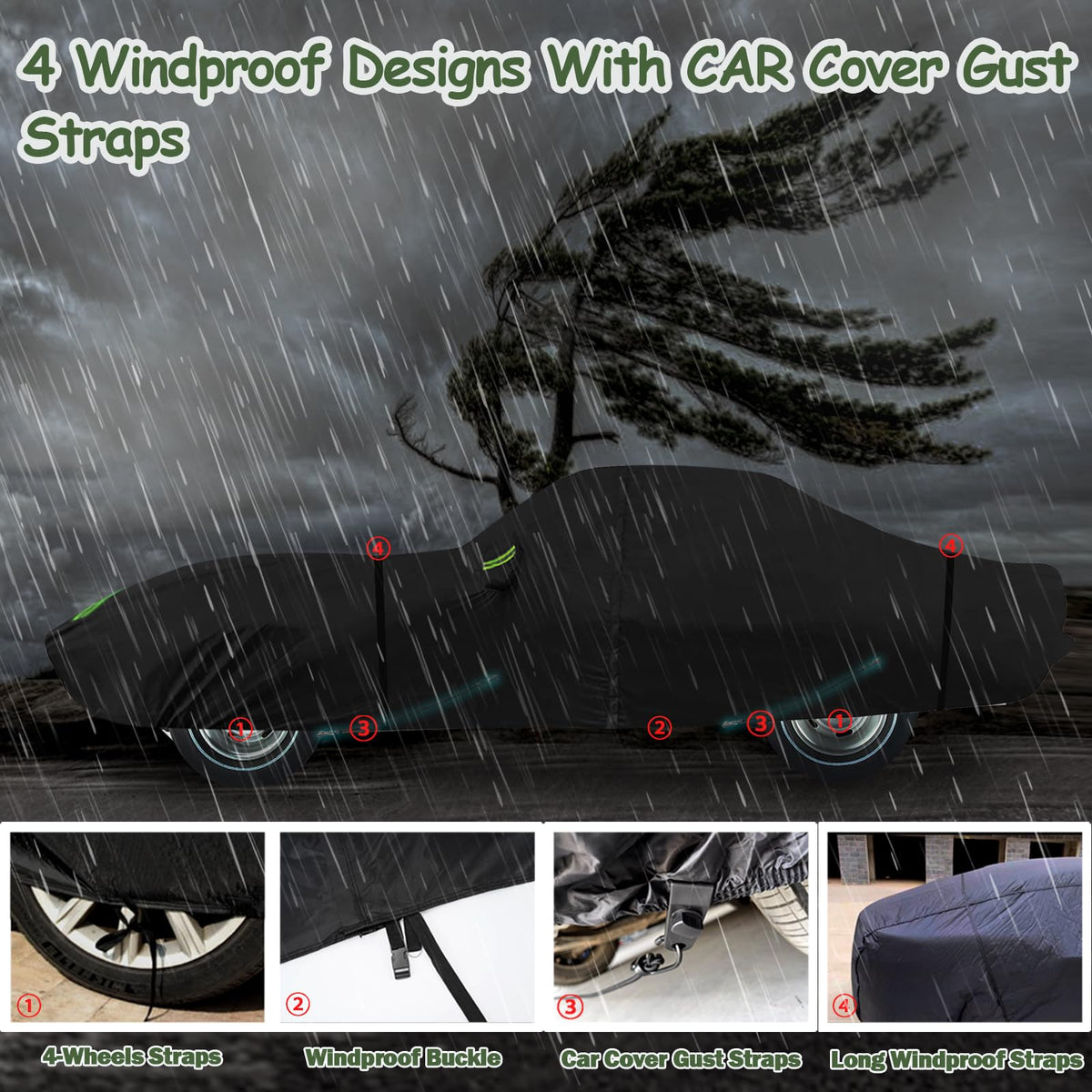 BETERNY heavy-duty clips and straps securing cover in high winds benefit