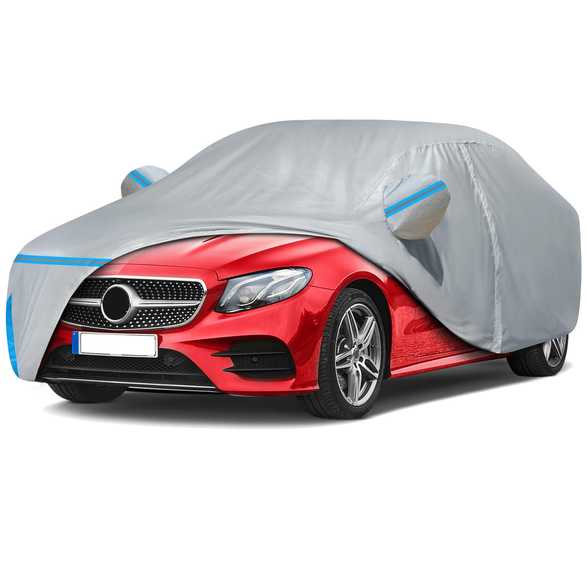 BETERNY front view of cover fitted on Mercedes E‑Class showing full protection and neat fit