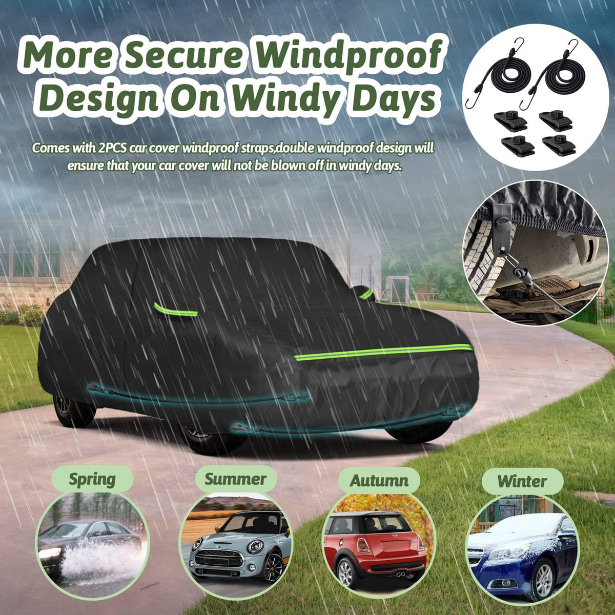 BETERNY elastic hem and security lock securing cover in wind