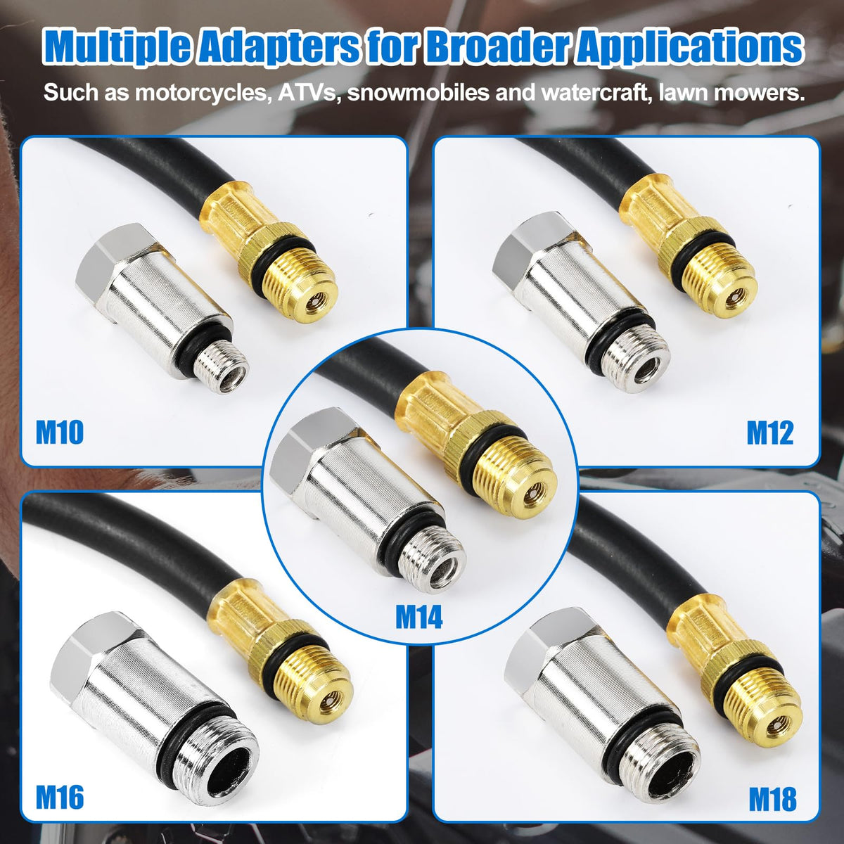 BETOOLL assortment of ten adapters and fittings for broad engine compatibility