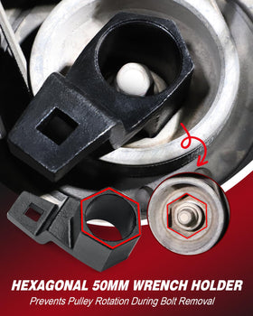 BETOOLL close-up of offset 50mm socket profile showing precise fit and reduced pulley slip