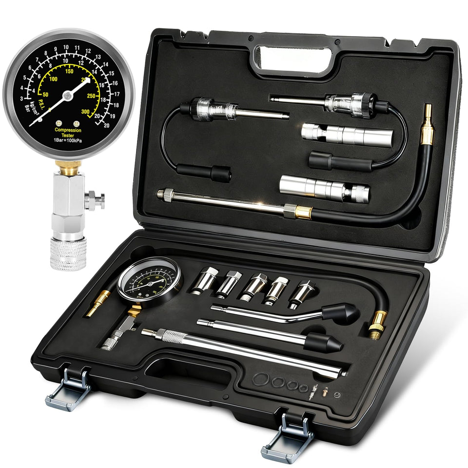 BETOOLL compression gauge face showing clear 300 PSI scale for precise readings