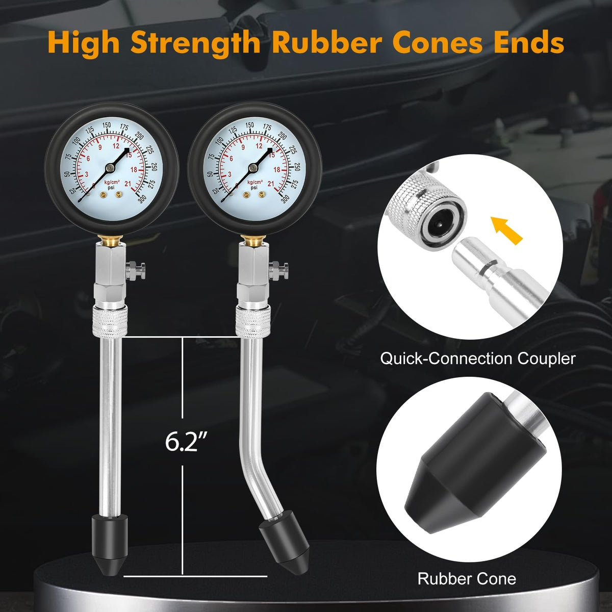 BETOOLL gauge dial close-up highlighting 0–300 psi and 0–20 bar dual scales