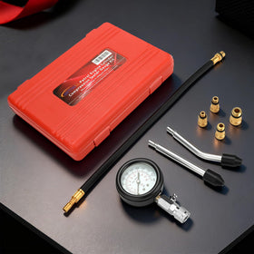 BETOOLL organized kit layout showing gauge, hose, adapters and storage order