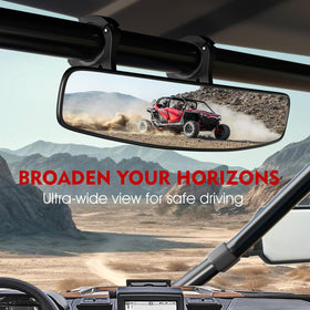BETOOLL mirror installed on UTV roll bar illustrating fit benefit