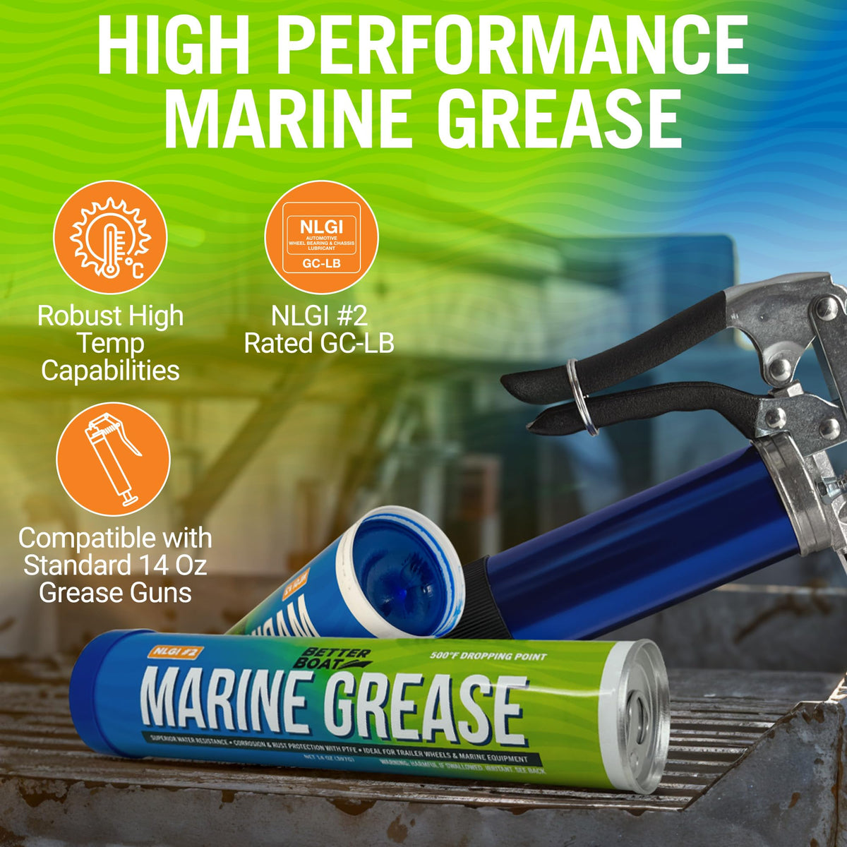 Better Boat close-up of blue grease texture highlighting waterproof formula