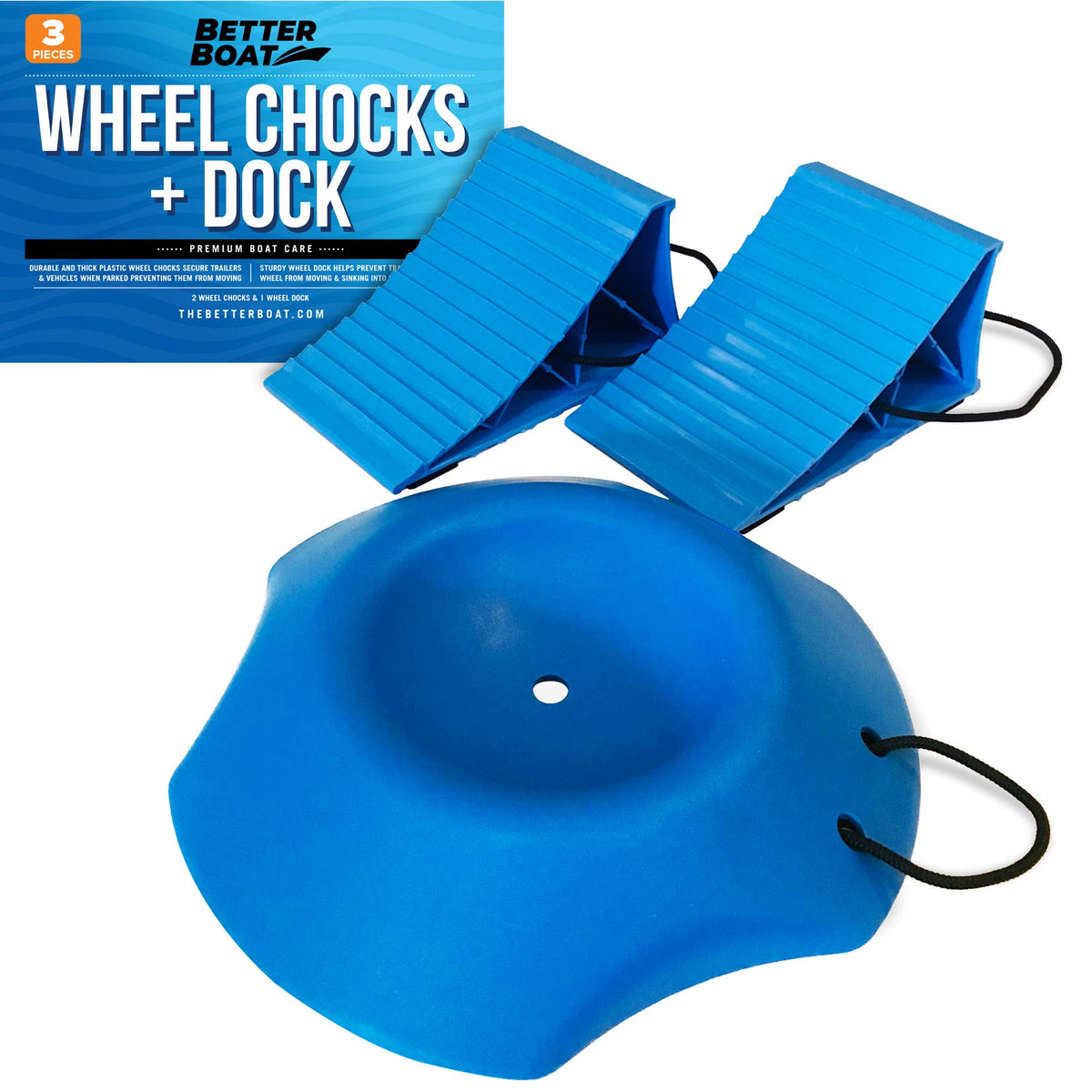 Better Boat front packaging showing chocks and wheel dock, highlights durability