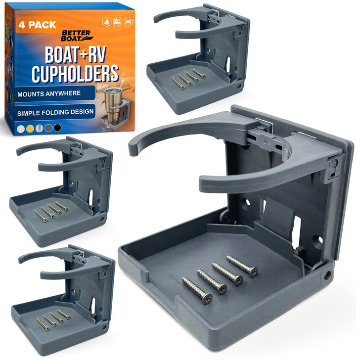 Better Boat front view of four-pack holders showing compact package and screws benefit: quick install