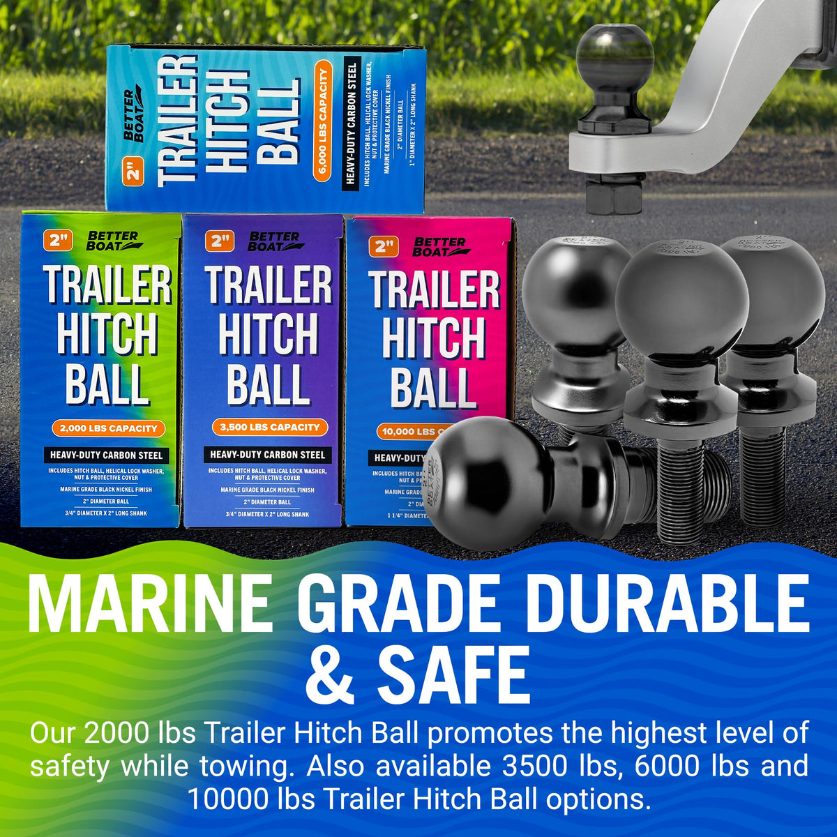 Better Boat installed on trailer coupler showing compatibility and safe towing benefit