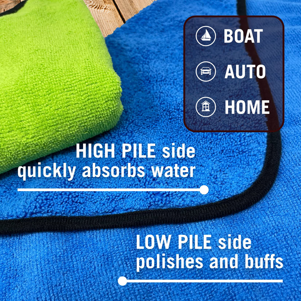 Better Boat towel in use drying car hood demonstrating streak-free finish