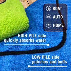 Better Boat towel in use drying car hood demonstrating streak-free finish