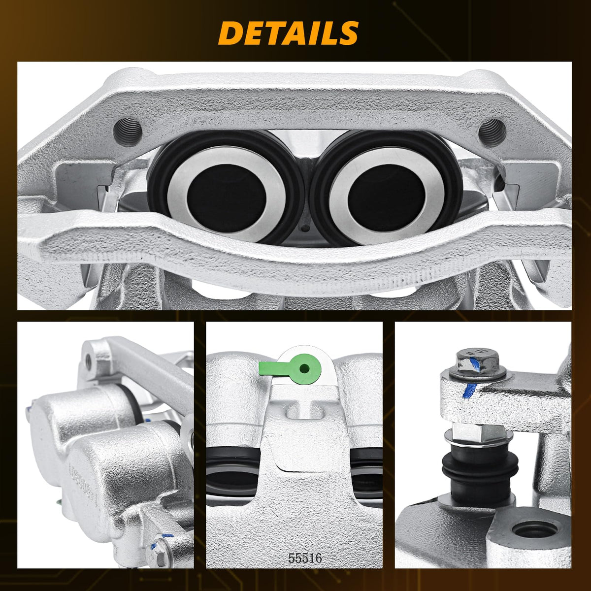 Betthand caliper with hardware kit showing included bolts and washers benefit