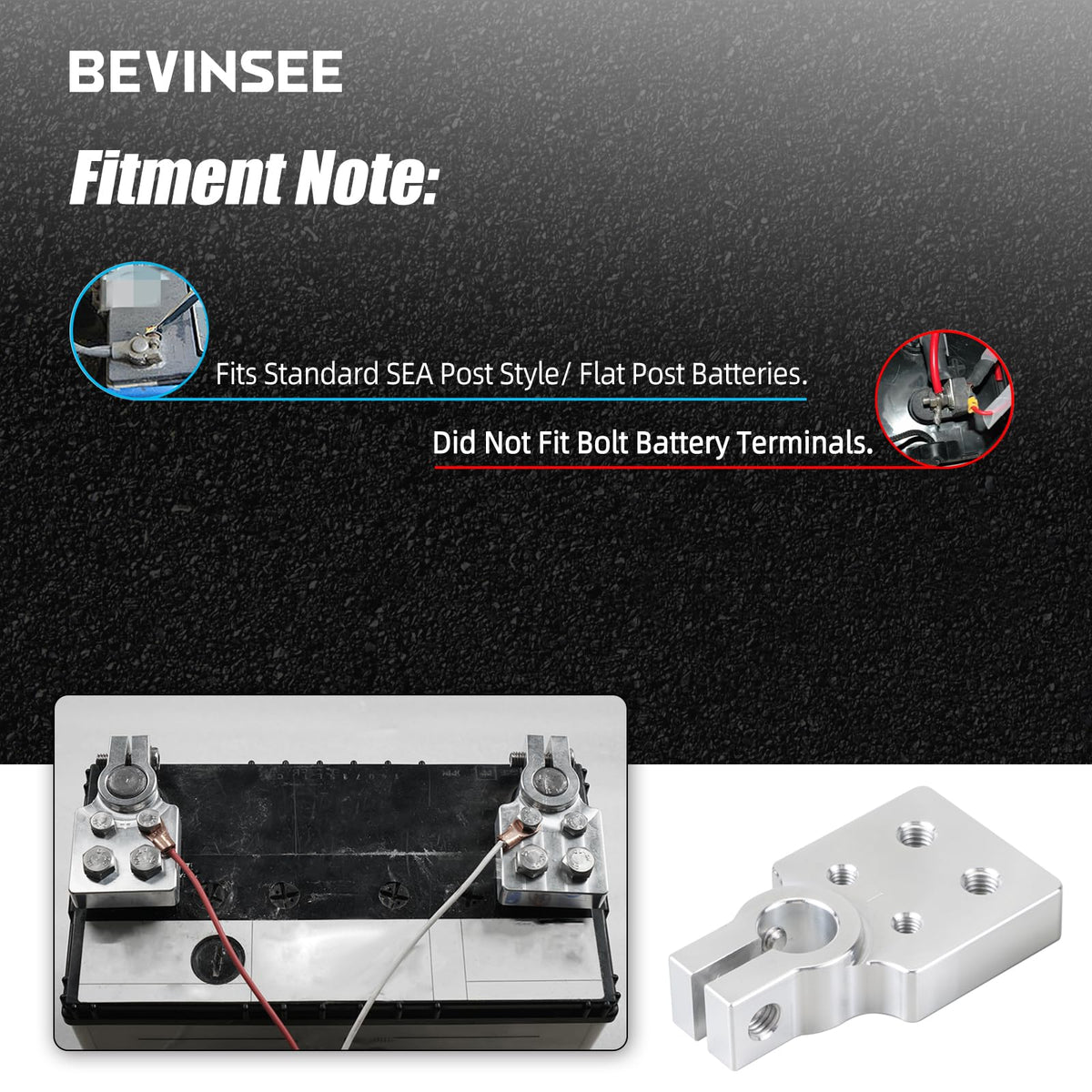 Bevinsee installed on a battery top, demonstrating secure connection and compatibility