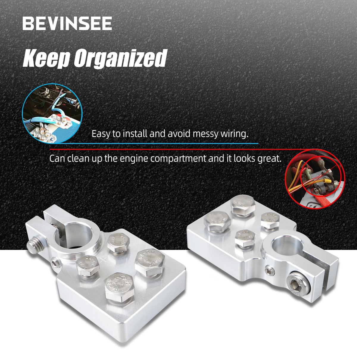 Bevinsee anti-loosening screw detail providing vibration-resistant electrical contact
