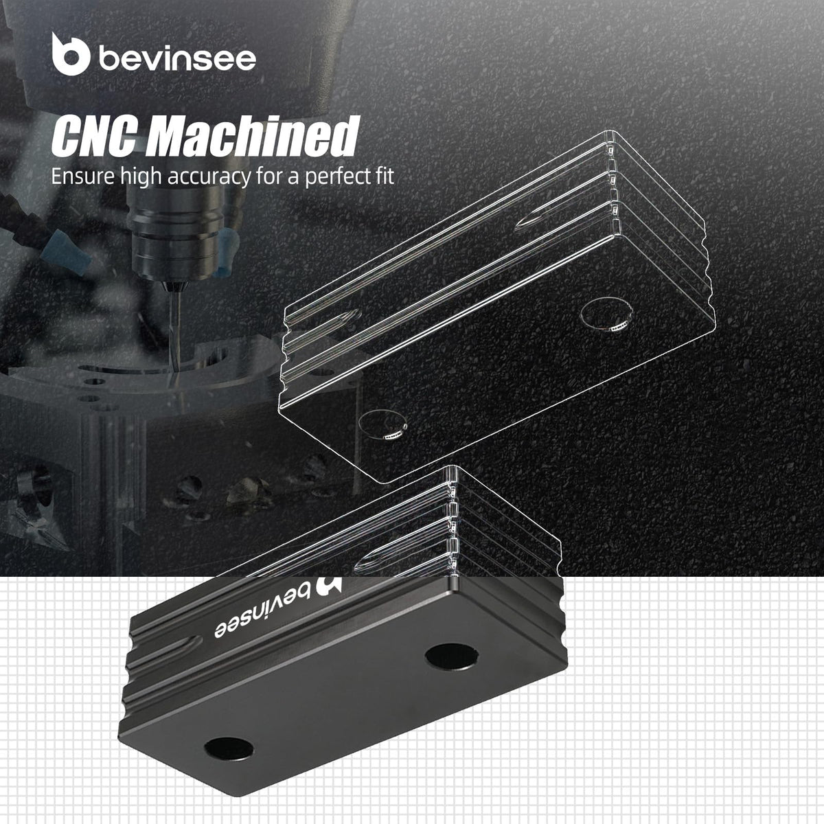 Bevinsee spacer next to ruler showing compact size and practical lift