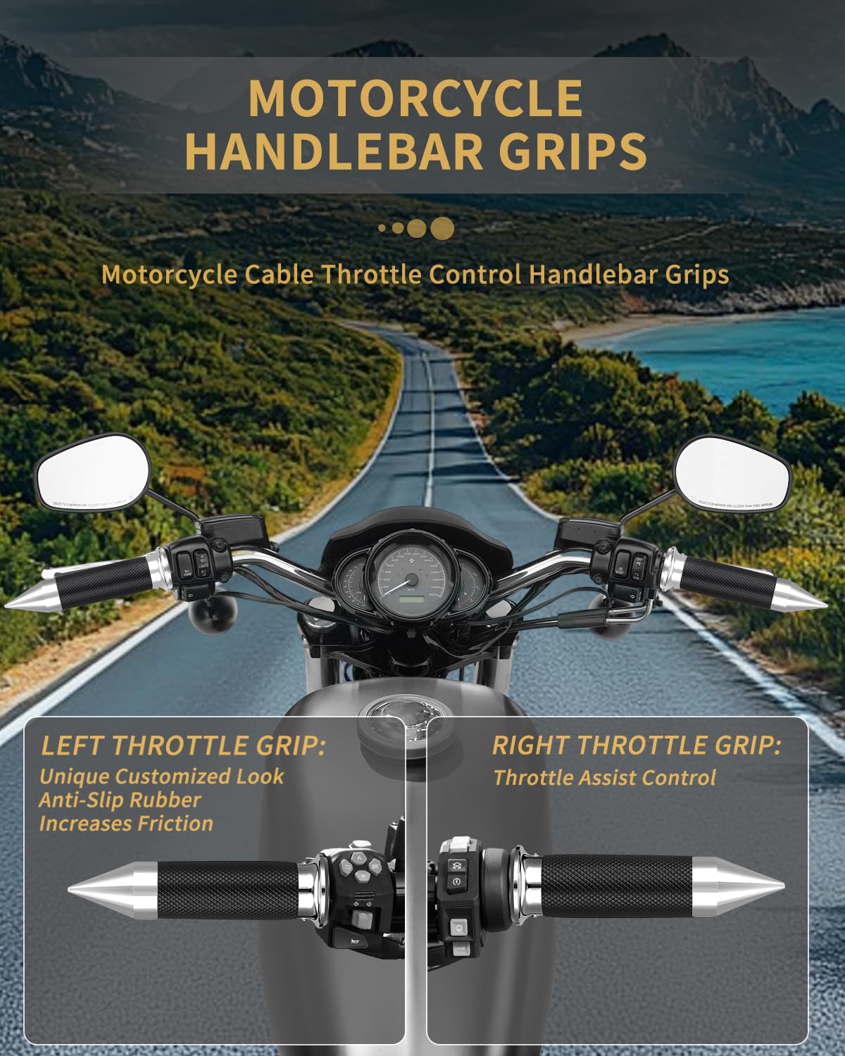beyisi installed on Harley Sportster showing improved grip comfort