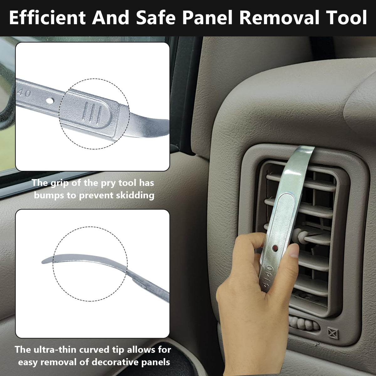 BFXM pry tool handle detail showing concave grip for secure control