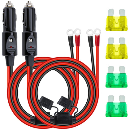 BFXM front view of both cigarette lighter plugs showing durable build and easy connection